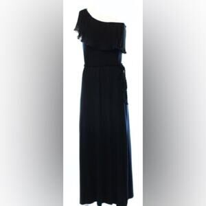 One Sleeve Ruffle Maxi Dress Black Size M